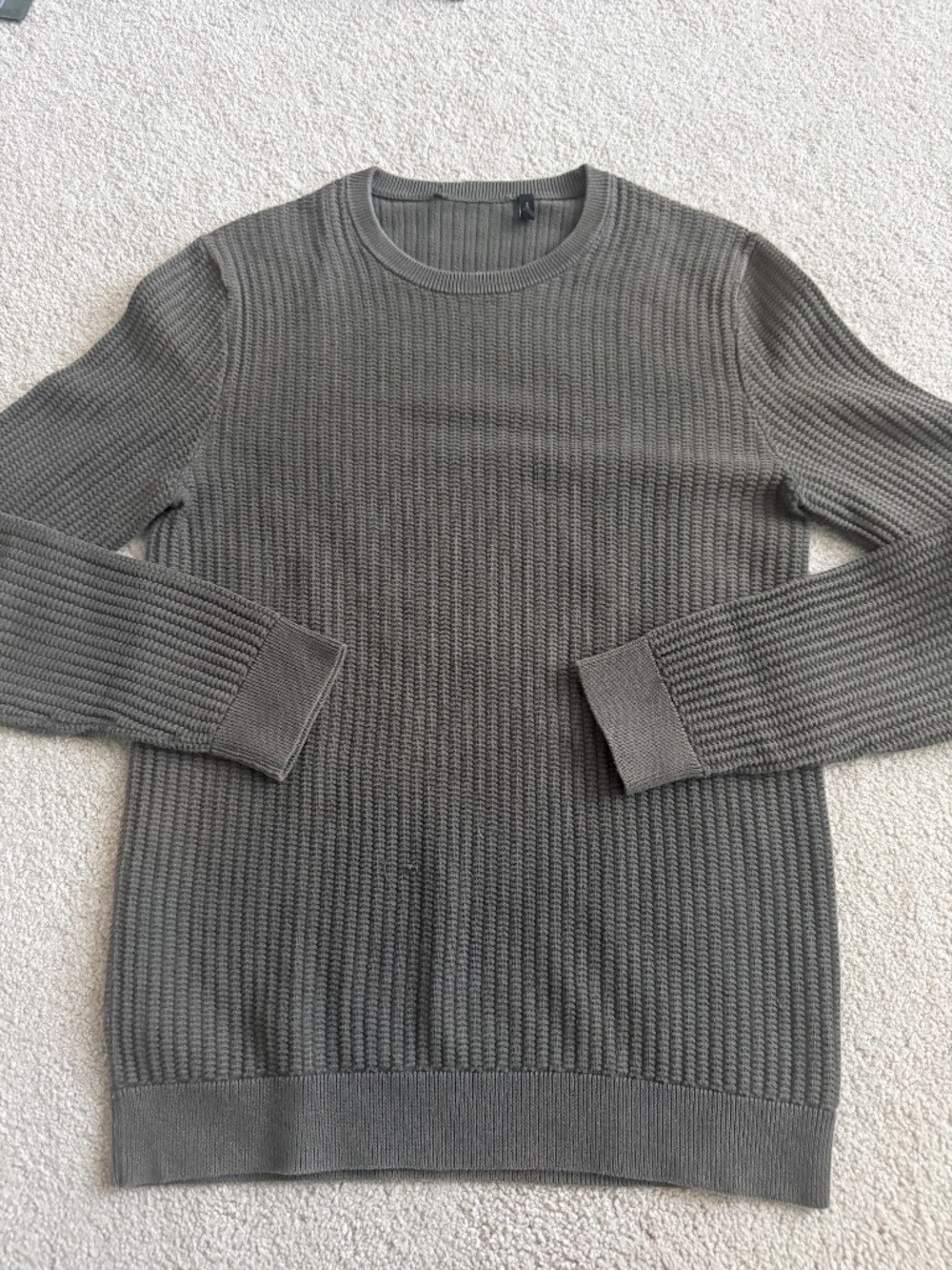 Used Theory Dark Green Cotton Long Sleeve Sweater - XS